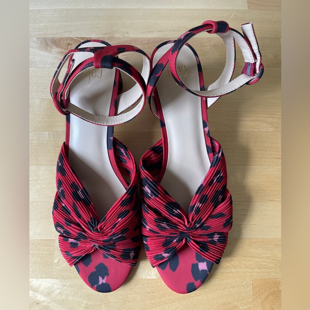 CAbi Animal Print Sandals Size 9 - Like New - Red and Black Color